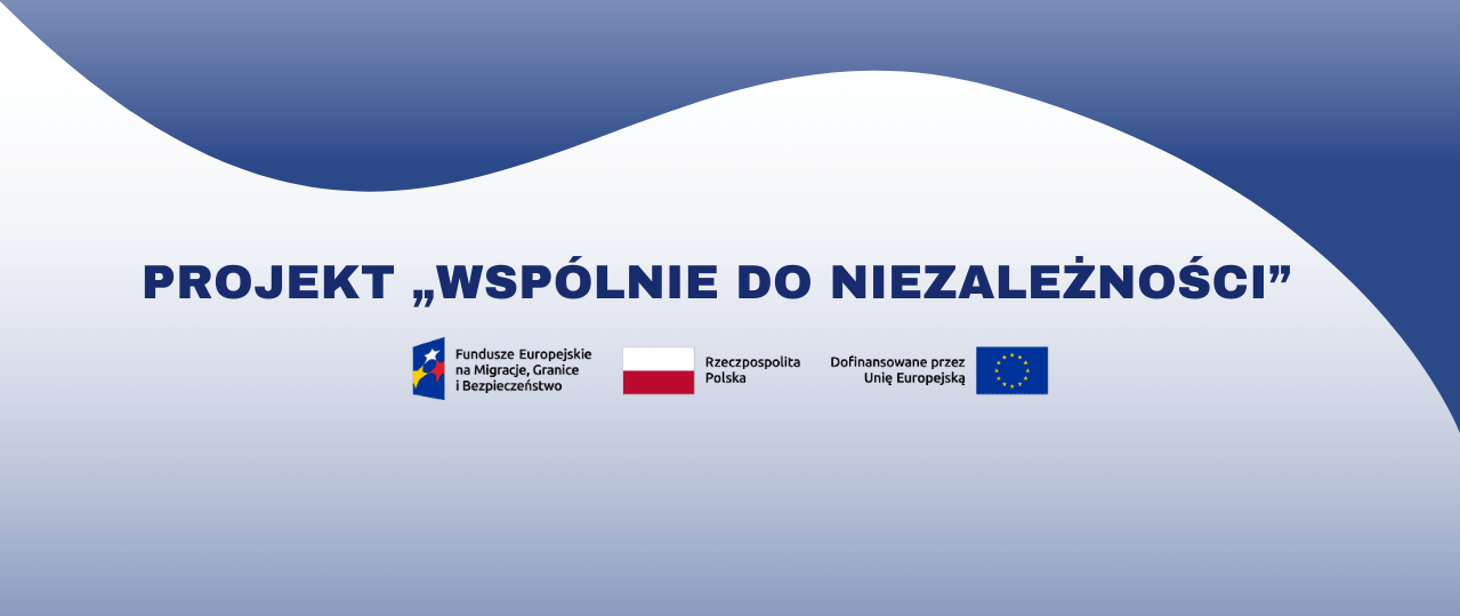 Grafika projektu „Wspólnie do niezależności” współfinansowanego przez Unię Europejską, prezentowana w kontekście Spotkania Wigilijnego PCK.